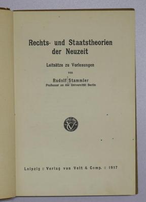 Bb 218 : Rechts- und Staatstheorien der Neuzeit (1917)