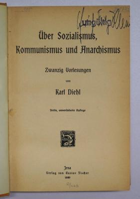 Bb 105&lt;3&gt; : Über Sozialismus, Kommunismus und Anarchismus (1920)
