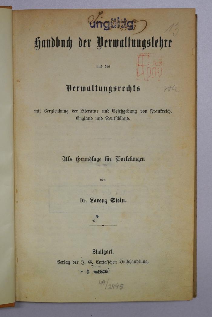 Bb 58 : Handbuch der Verwaltungslehre und des Verwaltungsrechts (1870)