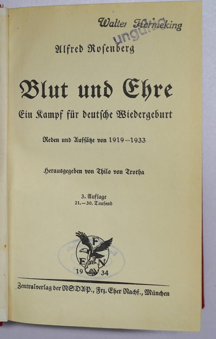 Bb 7&lt;3&gt; : Blut und Ehre (1934)