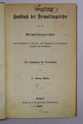 Bb 58 : Handbuch der Verwaltungslehre und des Verwaltungsrechts (1870)