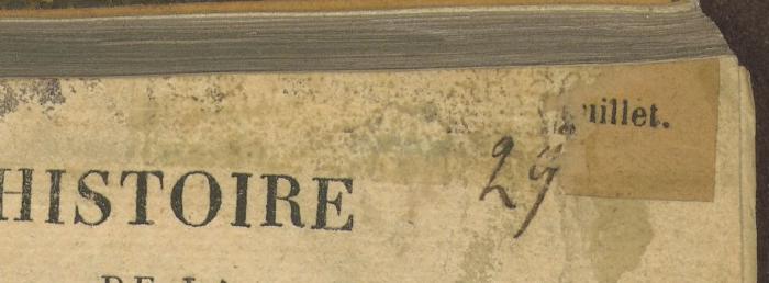 -, Ausriss: ; '29 [...] uillet'