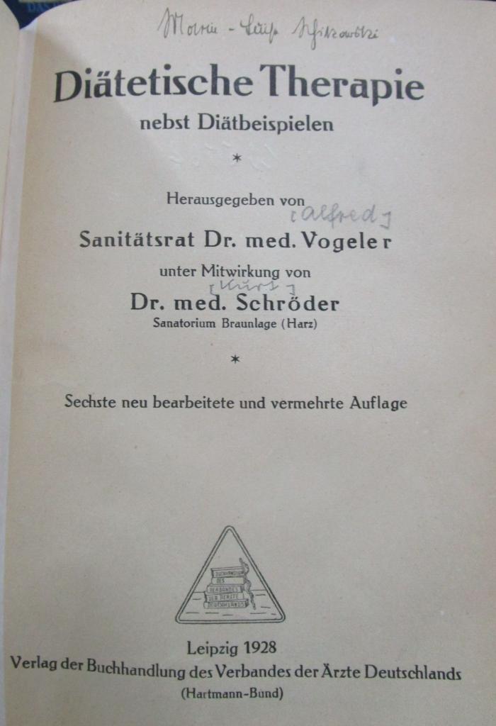Ki 506 f: Diätische Therapie nebst Diätbeispielen (1928)