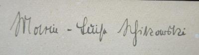 Ki 506 f: Diätische Therapie nebst Diätbeispielen (1928);- (Schikowski, Marie-Luise), Von Hand: Autogramm, Name; 'Marie-Luise Schikowski'. 