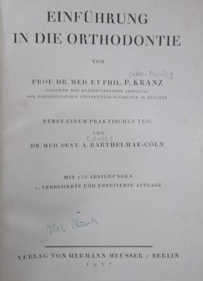 Kl 723 b: Einführung in die Orthodontie (1927)
