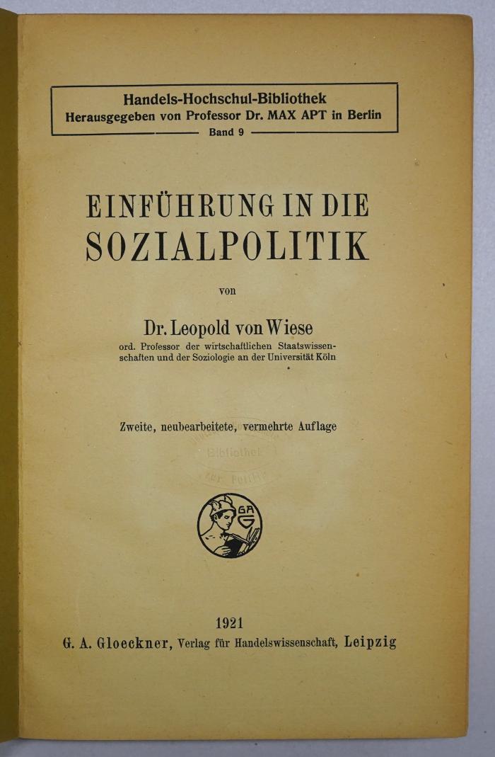 Bb 282&lt;2a&gt; : Einführung in die Sozialpolitik (1921)