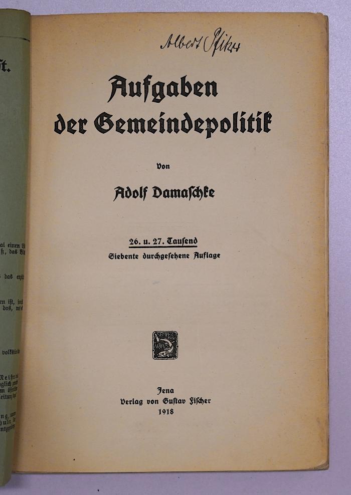 Bb 308&lt;7&gt; : Aufgaben der Gemeindepolitik (1918)