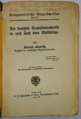 Bb 296 : Die deutsche Sozialdemokratie in und nach dem Weltkriege. (1916)