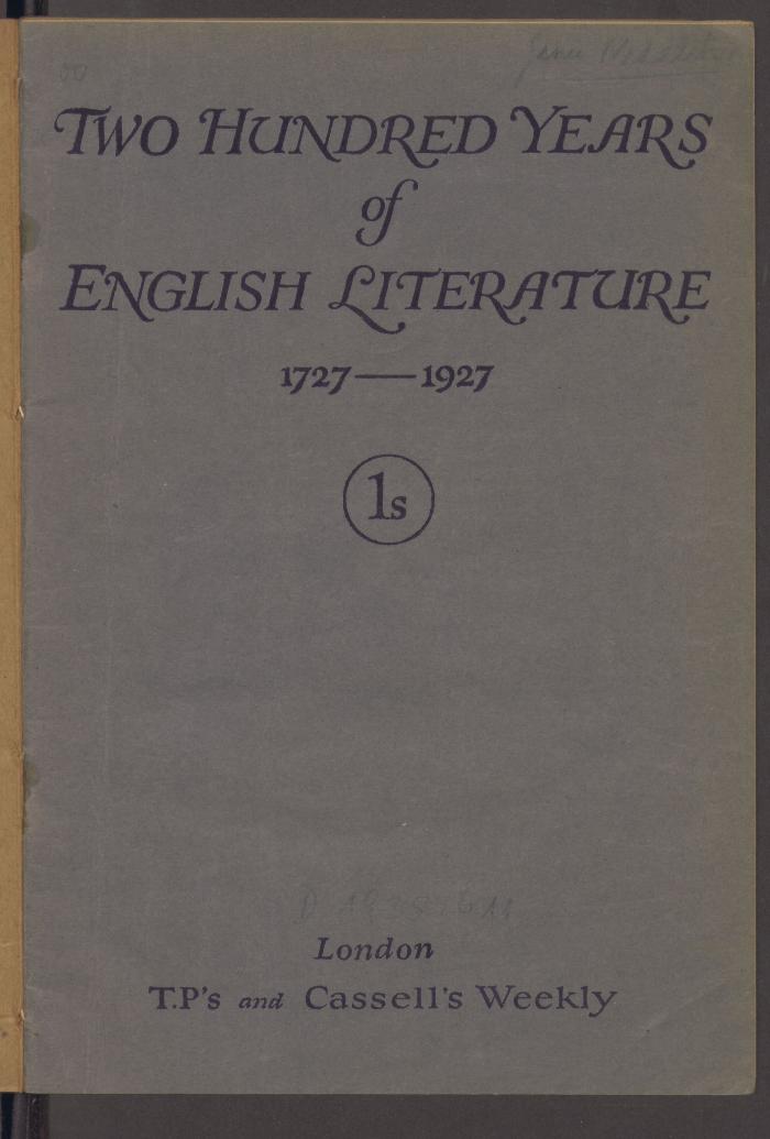 Za 7311:F8 : Two hundred years of English literature 1727 - 1927. (o.J.)