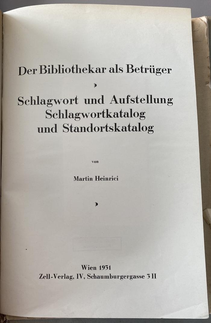 Q 00/1307 : Der Bibliothekar als Betrüger (1931)