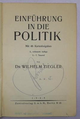 Bb 412&lt;2&gt; : Einführung in die Politik (1929)