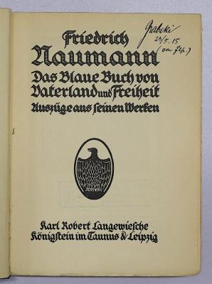 Bb 500 : Das Blaue Buch von Vaterland und Freiheit (1913)