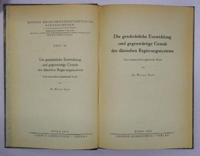 Bb 459 : Die geschichtliche Entwicklung und gegenwärtige Gestalt des dänischen Regierungssystems (1938)