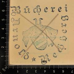 - (Rechberg, Arnold), Stempel: Name, Emblem; 'Bücherei Arnold Rechberg'. 