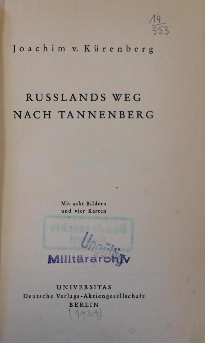 14 553 : Russlands Weg nach Tannenberg  (1934)