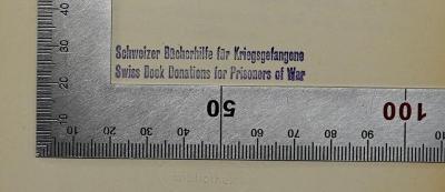 - (Schweizer Bücherhilfe für Kriegsgefangene), Stempel: Name, Ortsangabe; 'Schweizer Bücherhilfe für Kriegsgefangene
Swiss Book Donations for Prisoners of War'.  (Prototyp);Bb 583 : Europäische Revolution (1945)