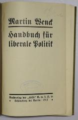 Bb 841a : Handbuch für liberale Politik (1911)