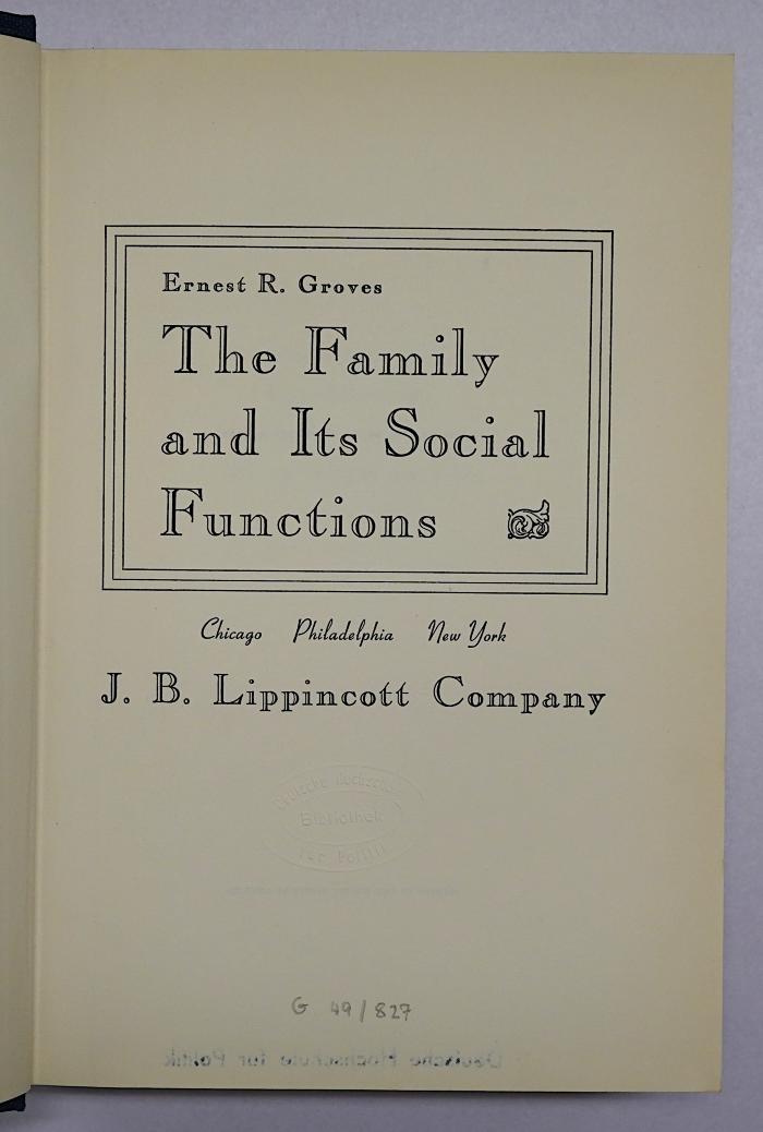 Bb 628 : The Family and its Social Functions (1940)