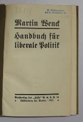 Bb 841 : Handbuch für liberale Politik (1911)