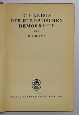 Bb 823* : Die Krisis der europäischen Demokratie (1925)