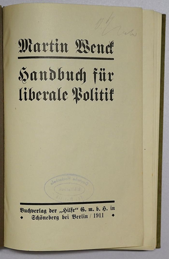 Bb 841a : Handbuch für liberale Politik (1911)