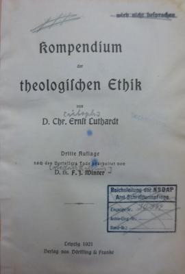 XVI 7451 c: Kompendium der theologischen Ethik (1921)