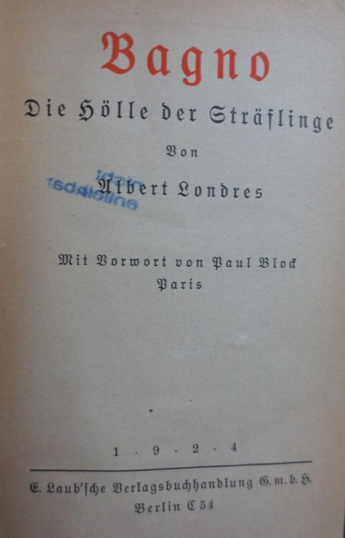 Eh 358: Bagno : Die Hölle der Sträflinge (1924)