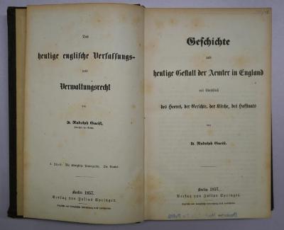 Bb 714-1 und 2 : Das heutige englische Verfassungs- und Verwaltungsrecht. Band 1 und 2. (1857)