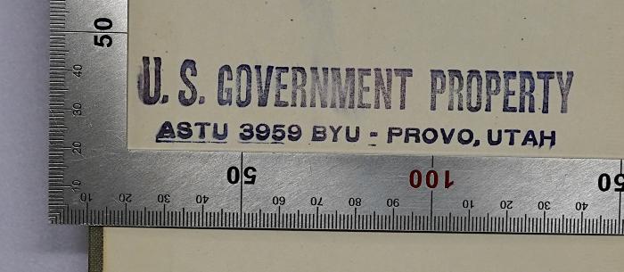 Bb 661&lt;4&gt; : Essentials of American government (1943);-, Stempel: Berufsangabe/Titel/Branche, Ortsangabe; 'U.S. Government Property ASTU 3959 BYU - Provo, Utah'