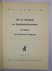 Bb 812 : Um die Einigung des Deutschamerikanertums (1937)