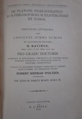 Hk 450 1: De Platone prae-Socraticorum philosophorum existimatore et iudice : disputatio litteratia (1904)