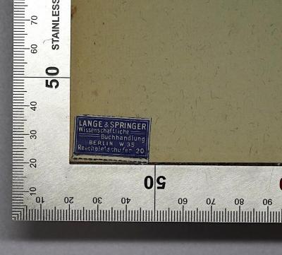 Bb 714_2-1 und 2 : Das heutige englische Verfassungs- und Verwaltungsrecht. Band 1 und 2. (1857);- (Lange & Springer Wissenschaftliche Buchhandlung), Etikett: Buchhändler, Name, Ortsangabe; 'Lange & Springer Wissenschaftliche Buchhandlung Berlin W 35 Reichpietschufer 20'.  (Prototyp)