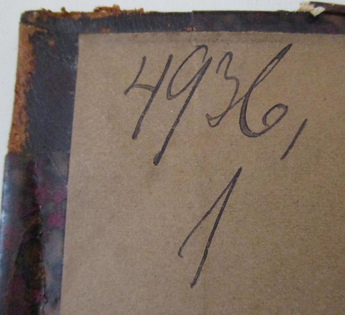 - (unbekannt), Von Hand: Signatur; '4936, 1'. ; Thesaurus linguae Latinae. Index librorum scriptorum inscriptionum ex quibus exempla adferuntur (1904)