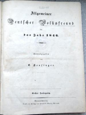 ZsH 2185 : Allgemeiner deutscher Volksfreund 1.1846. (1846)