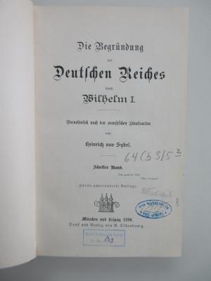 64 Cb 3/5&lt;2&gt; : Die Begründung des Deutschen Reiches durch Wilhelm I (1890)