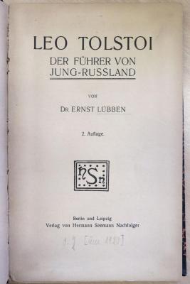 8/666 : Leo Tolstoi : der Führer von Jung-Russland. ([um 1920])