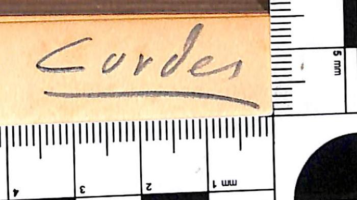- (Cordes, [?]), Von Hand: Name; 'Cordes'. 