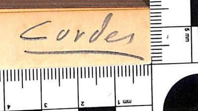 - (Cordes, [?]), Von Hand: Name; 'Cordes'. 