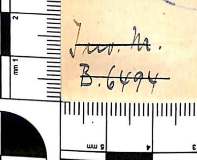 -, Von Hand: Inventar-/ Zugangsnummer; 'Inv. Nr. B.6494'
