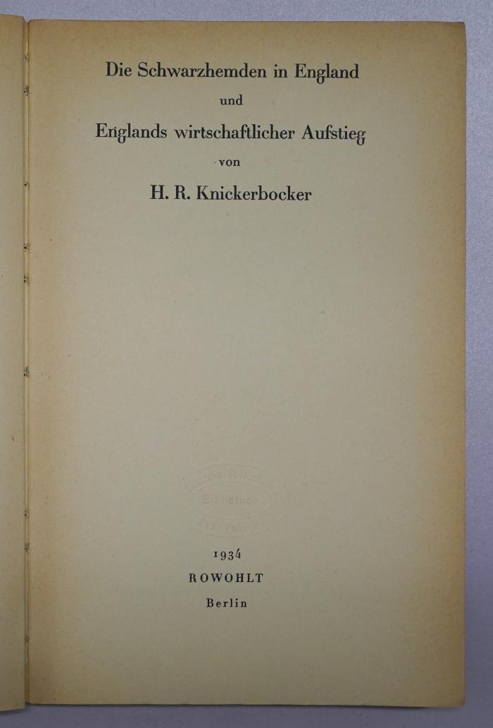 Bb 883 : Die Schwarzhemden in England und Englands wirtschaftlicher Aufstieg (1934)
