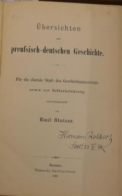 B0103364  : Übersichten zur preussisch-deutschen Geschichte : für die oberste Stufe des Geschichtsunterrichts sowie zur Selbstbelehrung  (1891)
