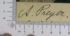 - (Preyer, A. ), Von Hand: Autogramm; 'A. Preyer '. 