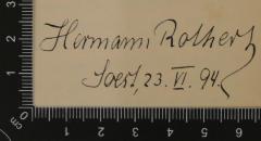 - (Hermann Rothert (2)), Von Hand: Autogramm, Datum, Ortsangabe; 'Hermann Rothert
Soest, 23. VI. 94.'. 