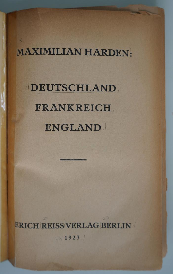 18/74/678(1) : Deutschland, Frankreich, England (1923)