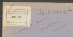 - (Rozeik, Fanzi Mussad), Von Hand: Name; 'Fanzi M. Ruzaik
Dentistrie, Damas.'. 