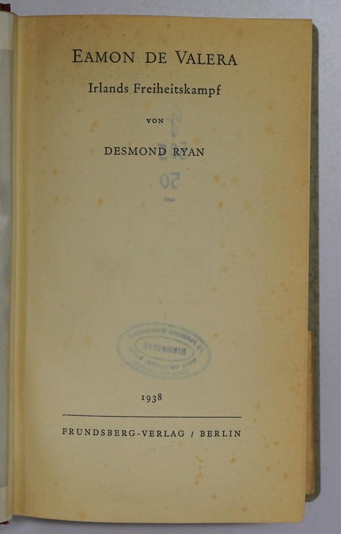 SA 1786 : Eamon de Valera. Irlands Freiheitskampf (1938)