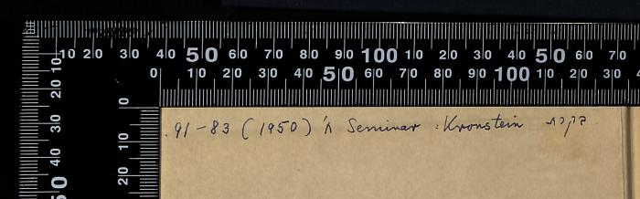 -, Von Hand: ; '91–83 (1950) 'n Seminar: Kronstein בקרת'