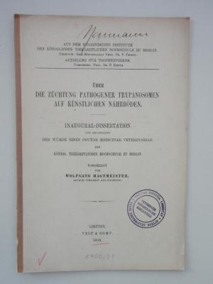  Über die Züchtung Pathogener Trypanosomen auf künstlichen Nährböden. (1913)