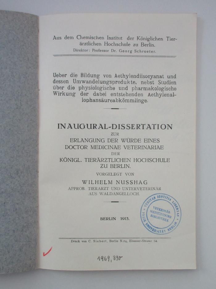  Ueber Aethylendiisocyanat und dessen Umwandelungsprodukte, nebst Studien über die physiologische und pharmakologische Wirkung der dabei entstehenden Aethylenallophansäureabkömmlinge (1913)