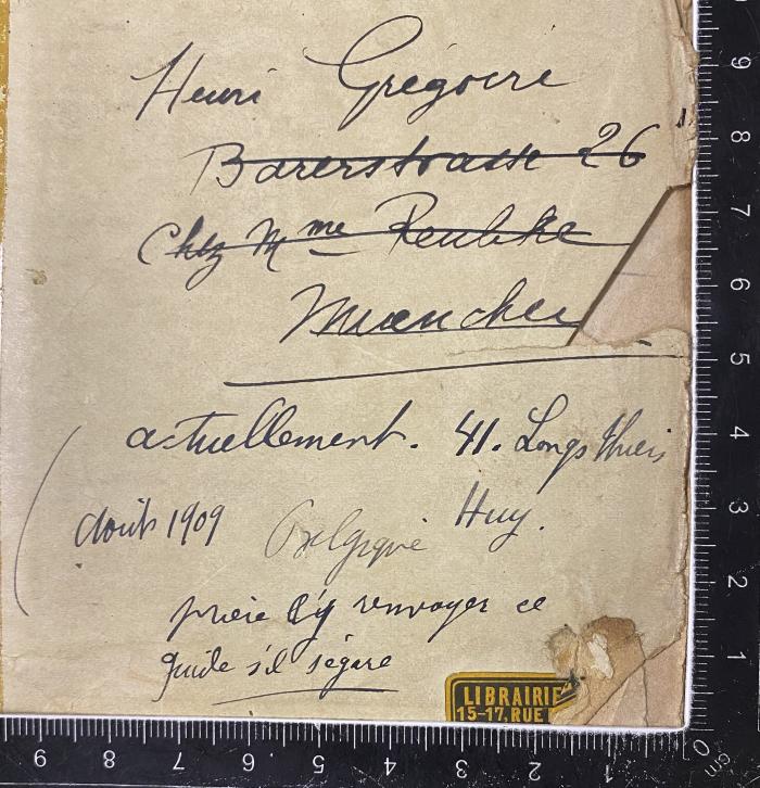 - (Grégoire, Henri), Von Hand: Autogramm, Name, Notiz, ; 'Henri Gregoire [...]'. 